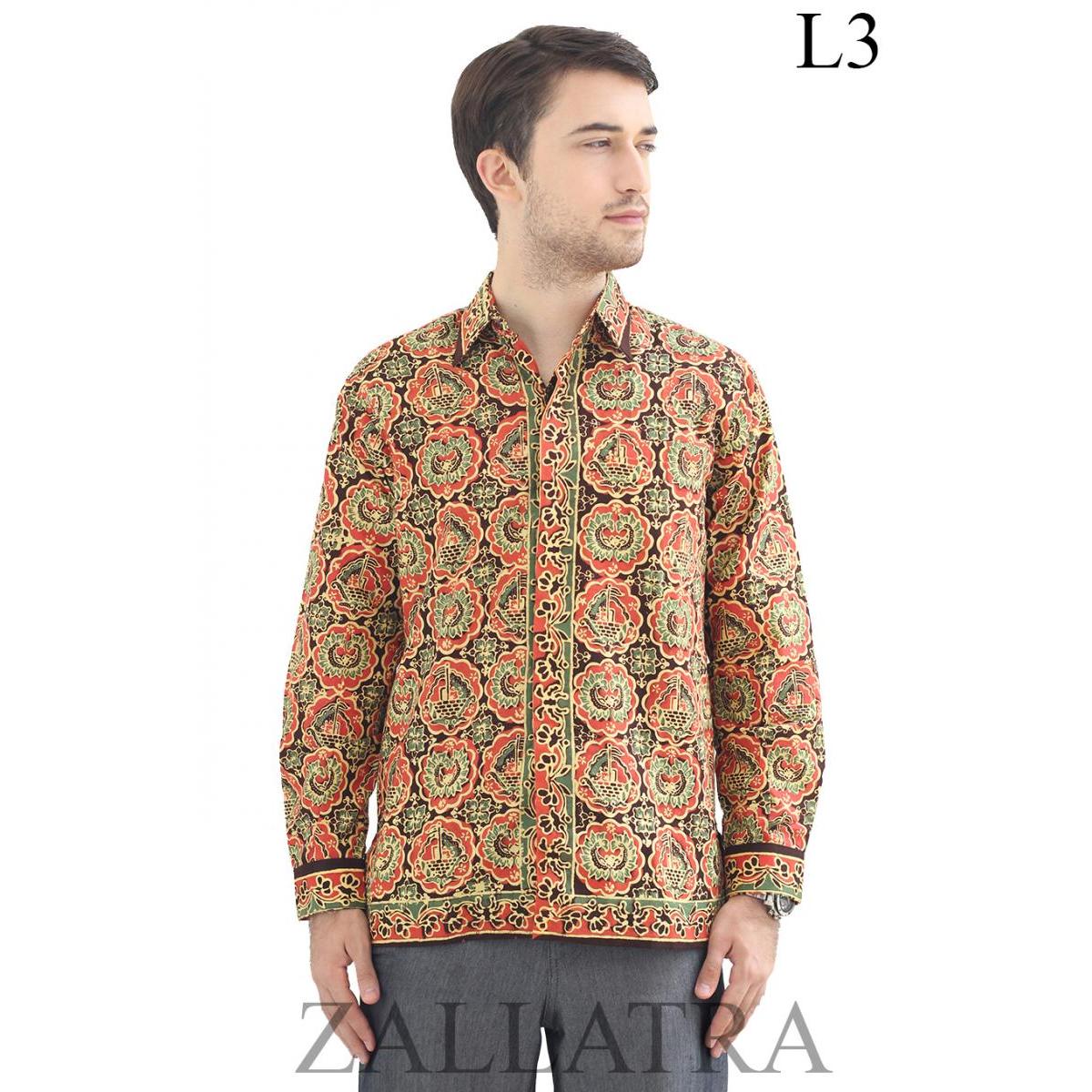 Model Baju Batik Pria Motif Durian Pecah Lengan Panjang Jambi L3