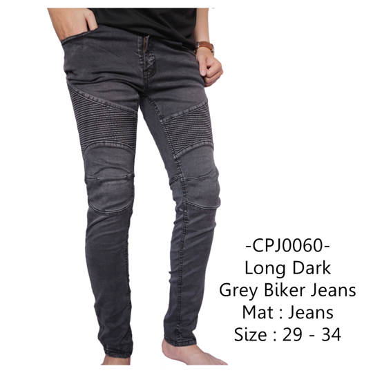  Celana  Panjang Long Dark Grey Biker  Jeans  60