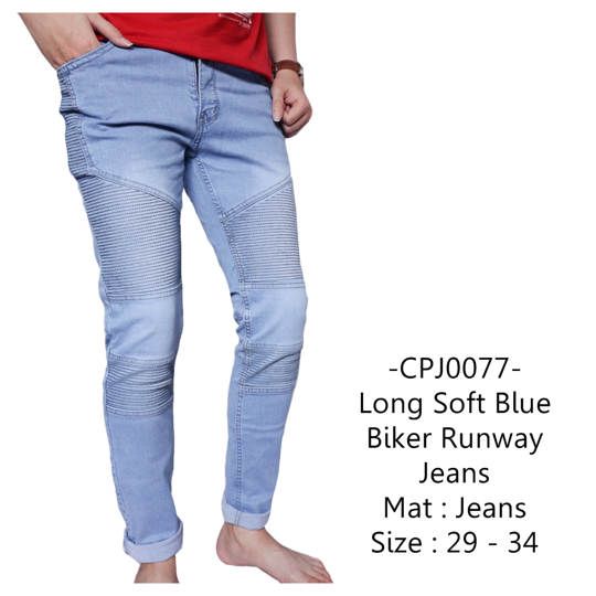  Celana  Panjang Long Soft Blue Biker  Runway Jeans  77