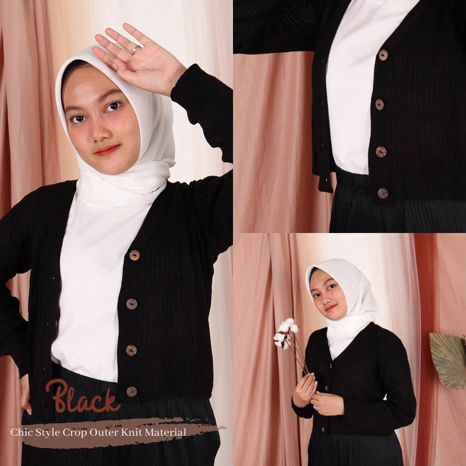 YOUTHSCARF - MIKA CROP OUTER - BLACK