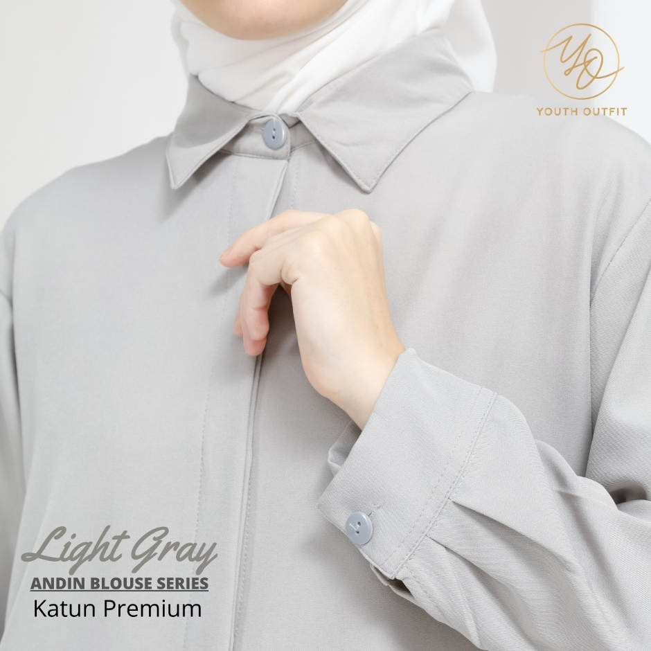 KEMEJA POLOS KATUN - ANDIN YOUTHFIT - LIGHT GREY
