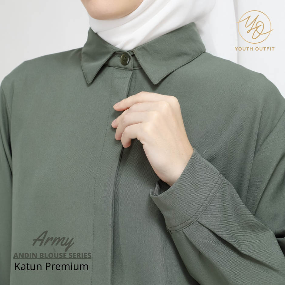 KEMEJA POLOS KATUN - ANDIN YOUTHFIT - ARMY