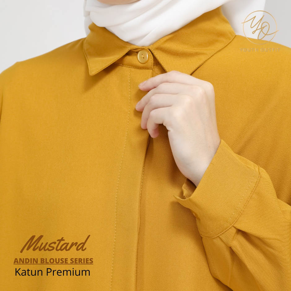 KEMEJA POLOS KATUN - ANDIN YOUTHFIT - MUSTARD