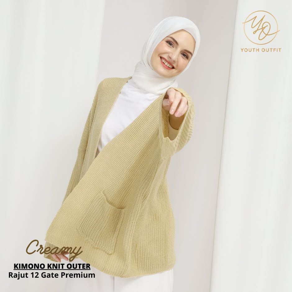 CARDYGAN RAJUT - KIMONO KNIT OUTER YOUTHFIT - CREAMY