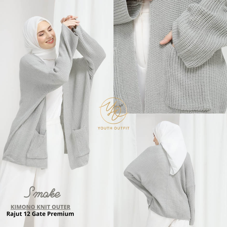 CARDYGAN RAJUT - KIMONO KNIT OUTER YOUTHFIT - SMOKE
