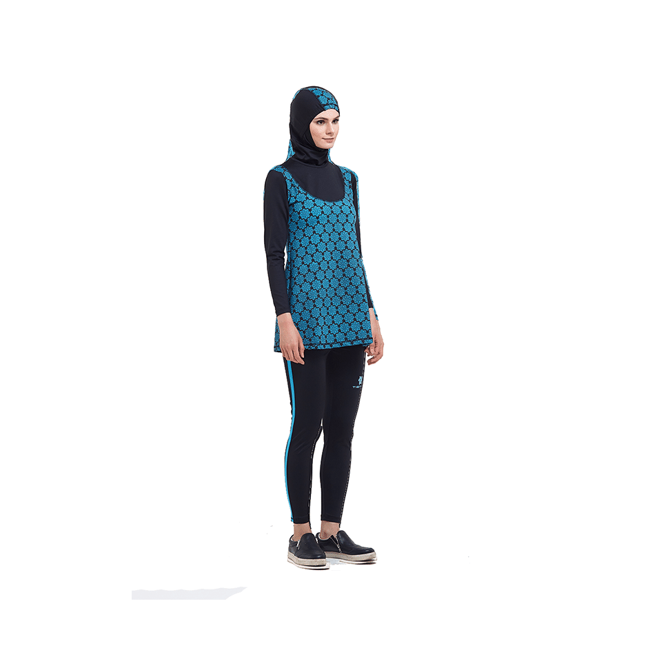 Swimwear Hijab Black Turquoise Baju Renang Muslimah