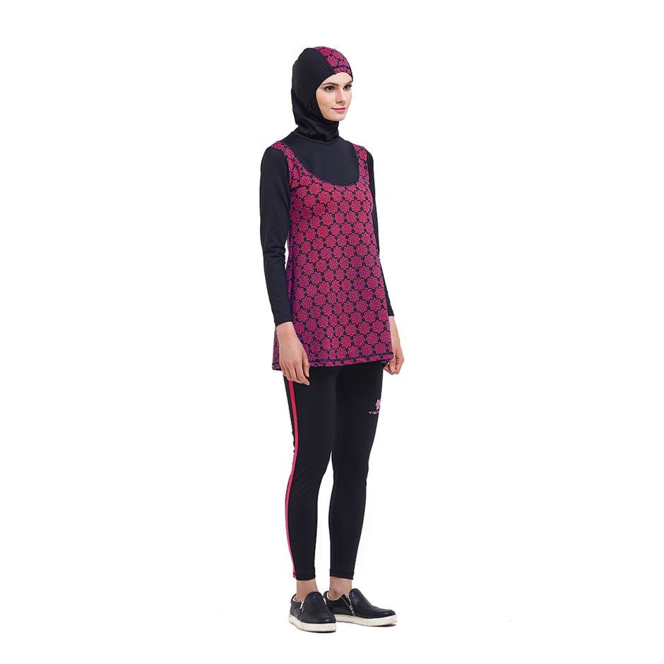 Tiento Black Pink Fanta Swimwear Hijab  Baju  Renang 