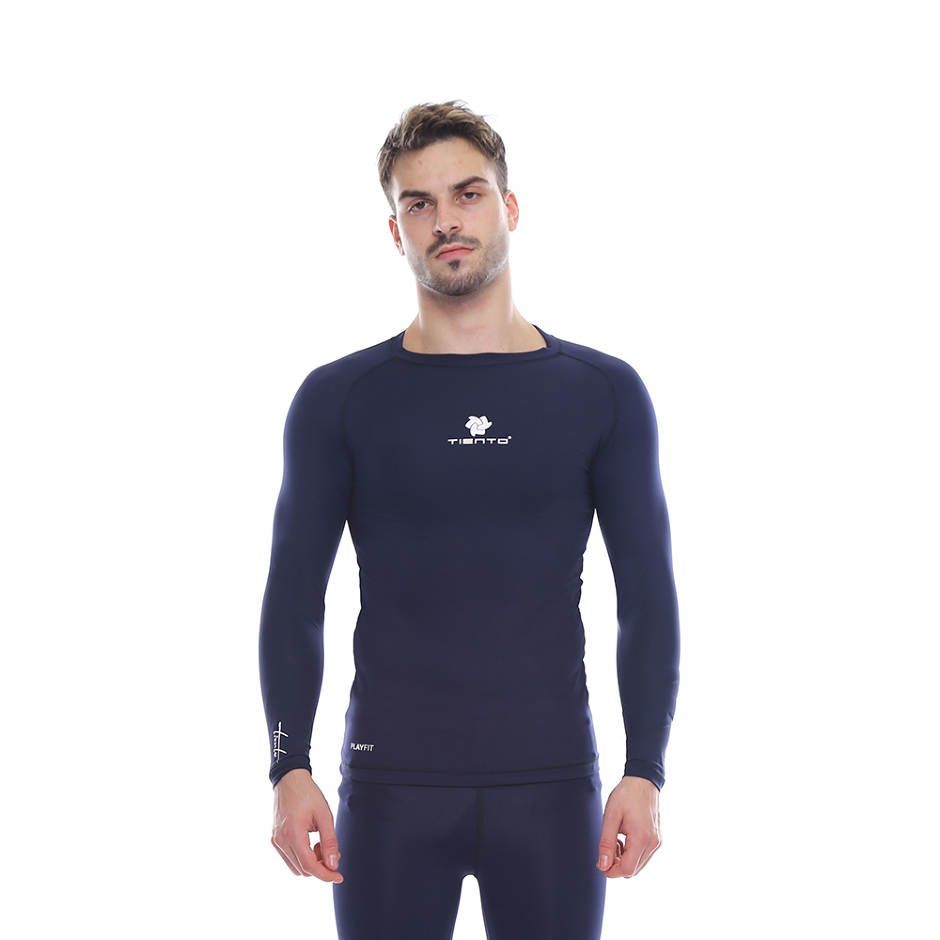 Tiento Baselayer Baju Kaos  Ketat Manset Long Sleeve Navy 