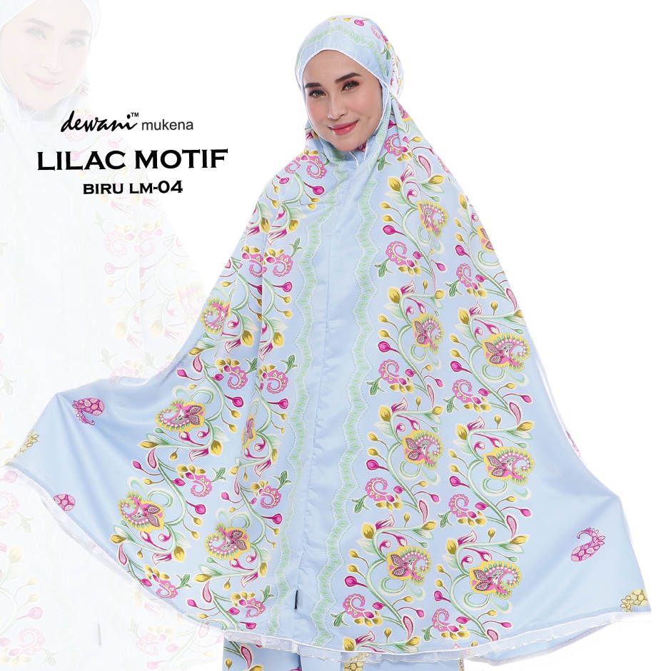  Mukena  Dewani Lilac Motif LM 04 biru bunga Mukena Nyaman 