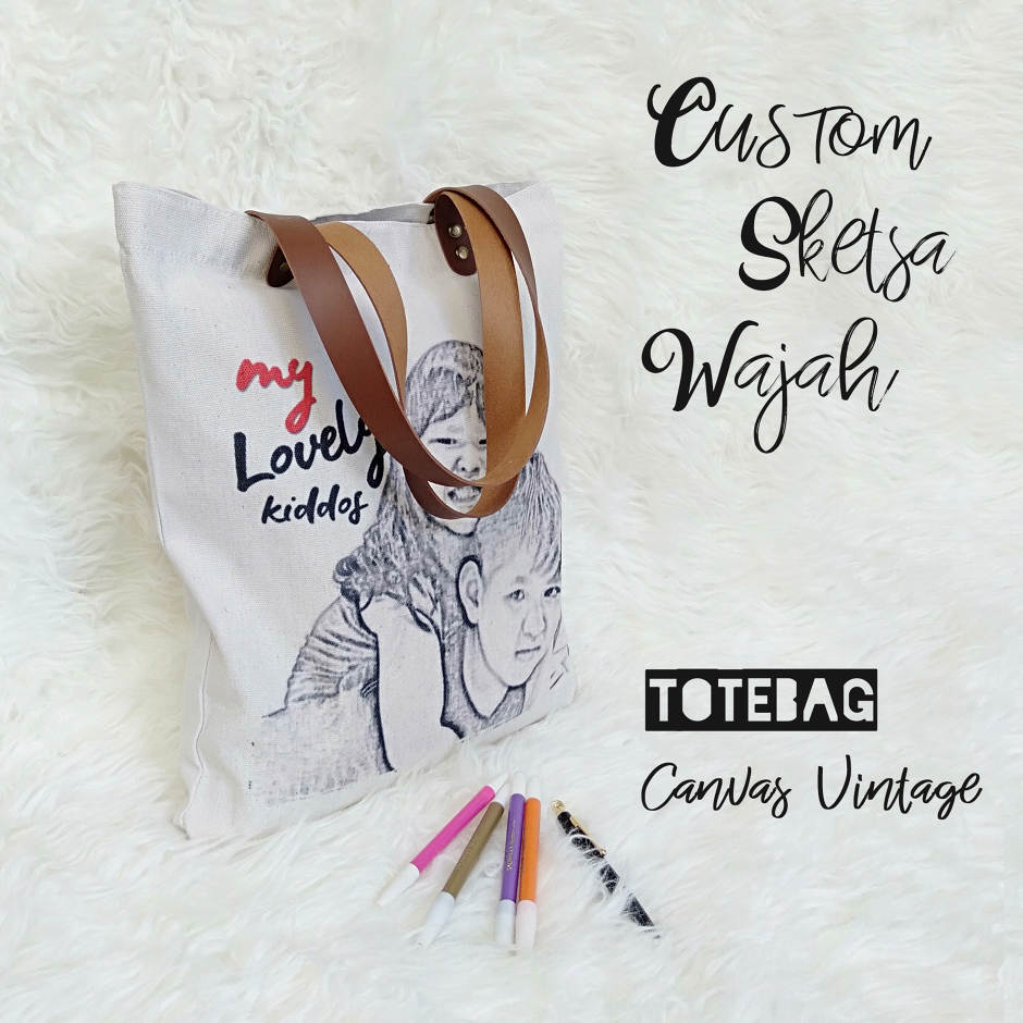 Download Dewani Totebag CUSTOM Tote Bag Kanvas Natural Vintage ...