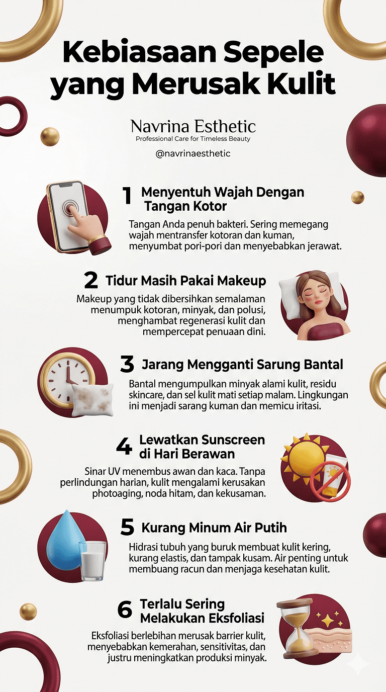 Kebiasaan Sepele Yang Merusak Kulit