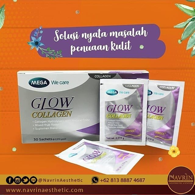 Glow Collagen suplemen serbuk untuk masalah penuaan kulit