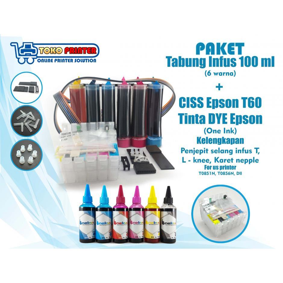 Paket Tabung Infus+CISS Cartridge Epson T60+Tinta DYE