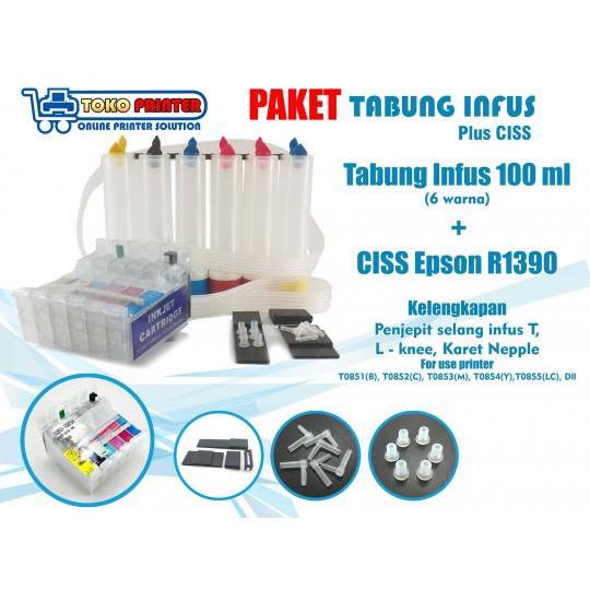 Paket Tabung Infus (Ink Tank)+CISS Cartridge Epson R1390 (Kosongan)