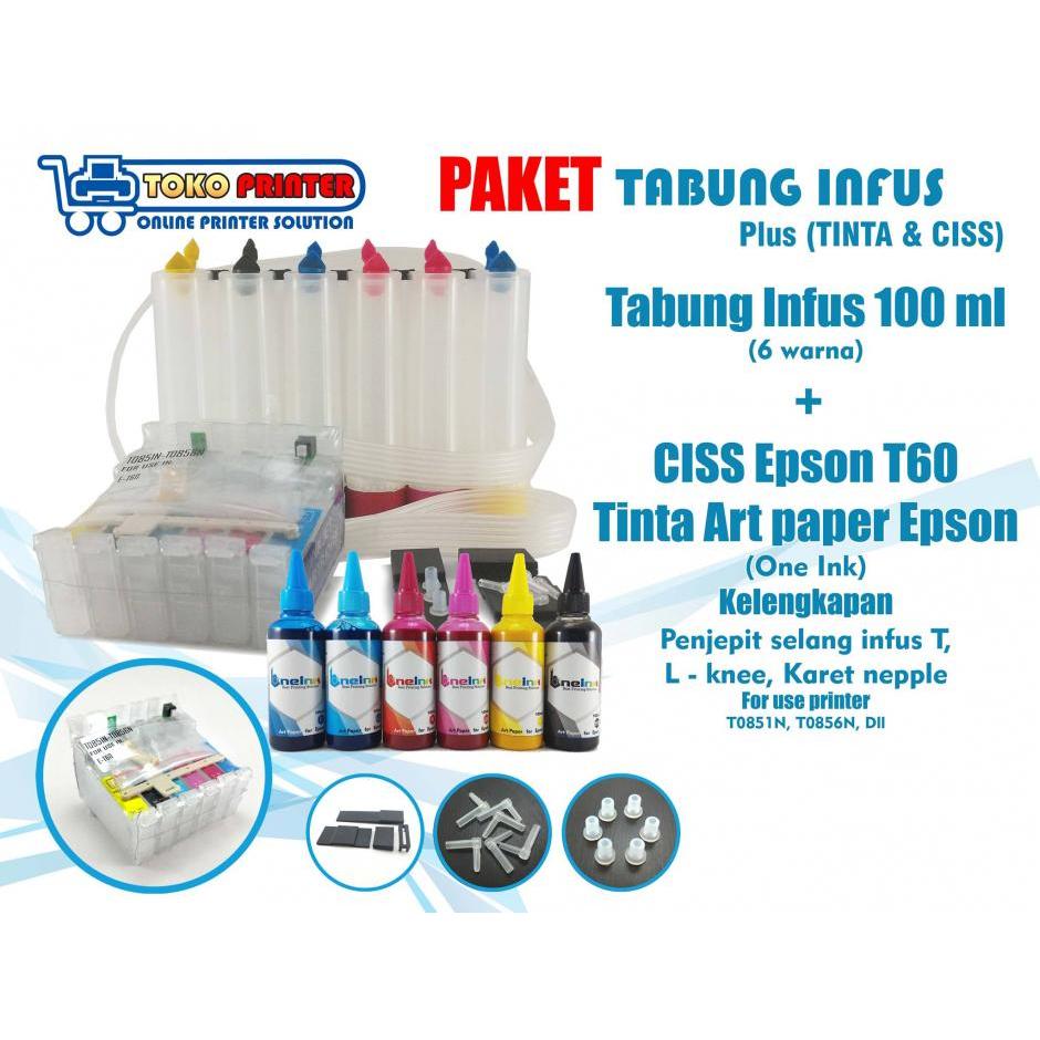 Paket Tabung Infus+CISS Cartridge Epson T60+Tinta Art Paper (tinta terpisah)