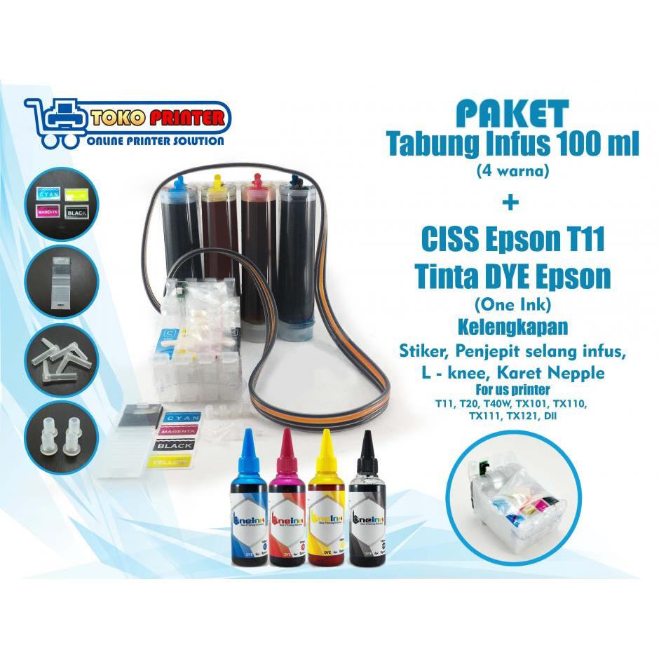 Paket Tabung Infus+CISS Cartridge Epson T13+Tinta DYE