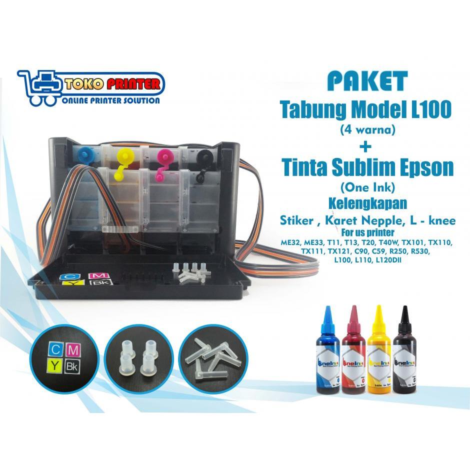 Paket Tabung Exclusive+Tinta Sublim One Ink Epson 100ml 4 Warna
