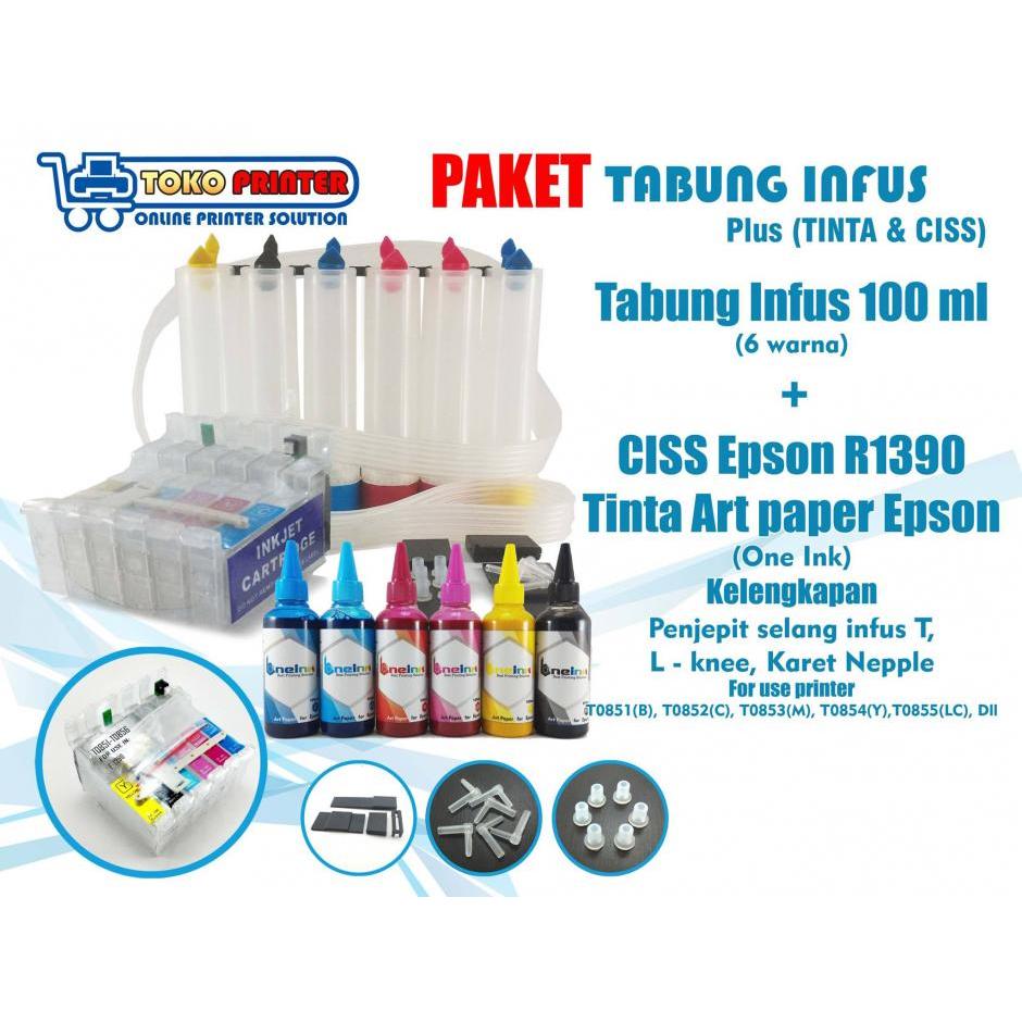 Paket Tabung Infus+CISS Cartridge Epson R1390+Tinta Art Paper (tinta terpisah)