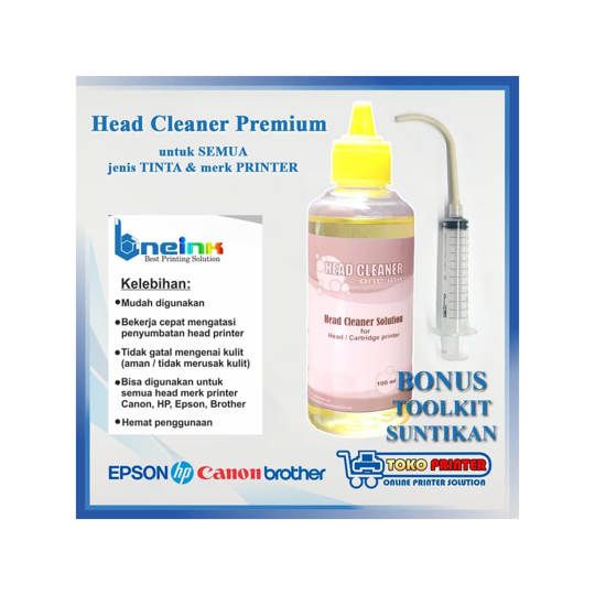 Head Cleaner Premium 100ml + BONUS Toolkit Suntikan Pembersih Head