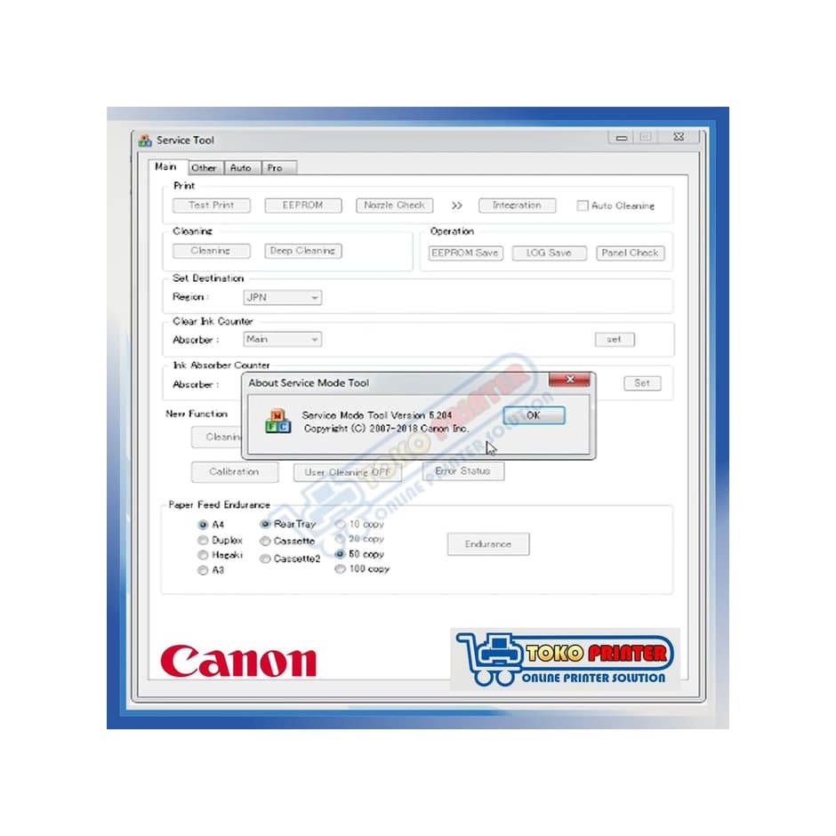 Resetter / Reseter / Reset Canon G1010 G2010 Service Tool ST5204 V5204