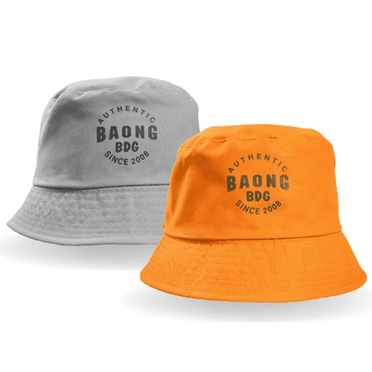 Bucket HAT BaOng ANAK Topi Bolak Balik Orange Muda Abu