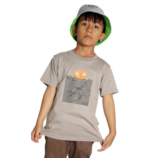T-Shirt Meong BaOng Anak Abu Lengan Pendek
