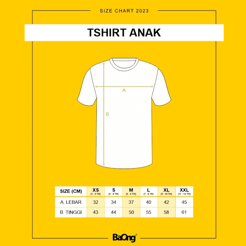 Kaos BaOng T-Shirt Ketepel Anak Kuning, Lengan Pendek