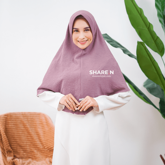 Bergo Deyli Airflow Crinkle Coklat Rosybrown Sharen Hijab