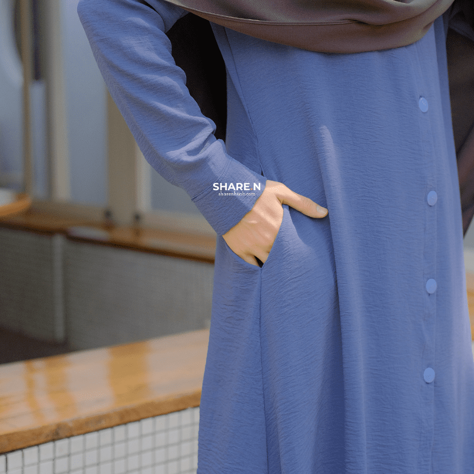 Kemeja Tunik wanita Bahan Airflow Crinkle-Tunik Dwina Denim Sharen Hijab
