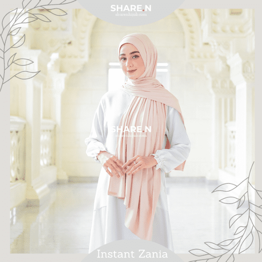 Jilbab Pashmina Instant Lubang Telinga  3 in 1 Zania by Sharen Hijab bahan jersey Latte