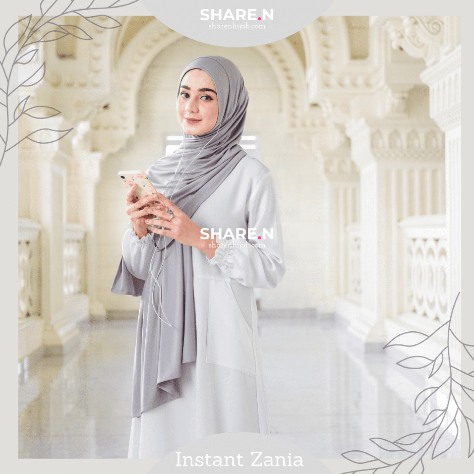 Jilbab Pashmina Instant Lubang Telinga  3 in 1 Zania by Sharen Hijab bahan jersey Moon