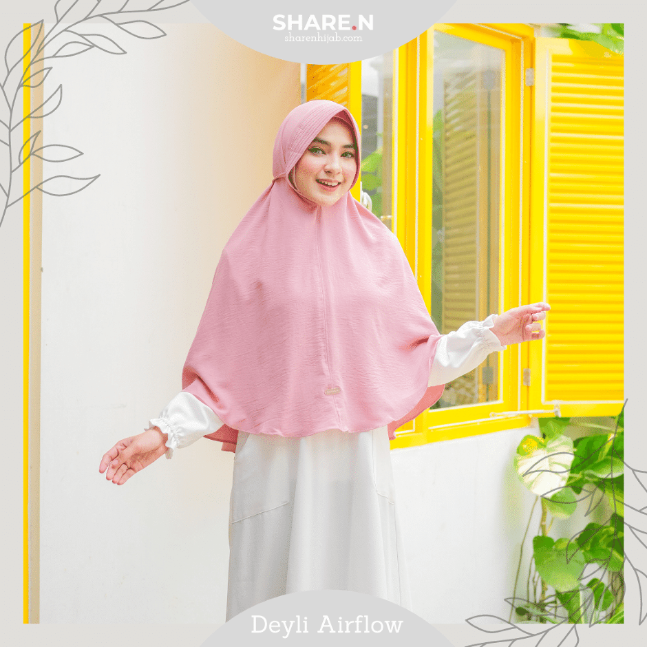 Bergo Instant Tali Crinkle Deyli Airflow Pink by Sharen Hijab