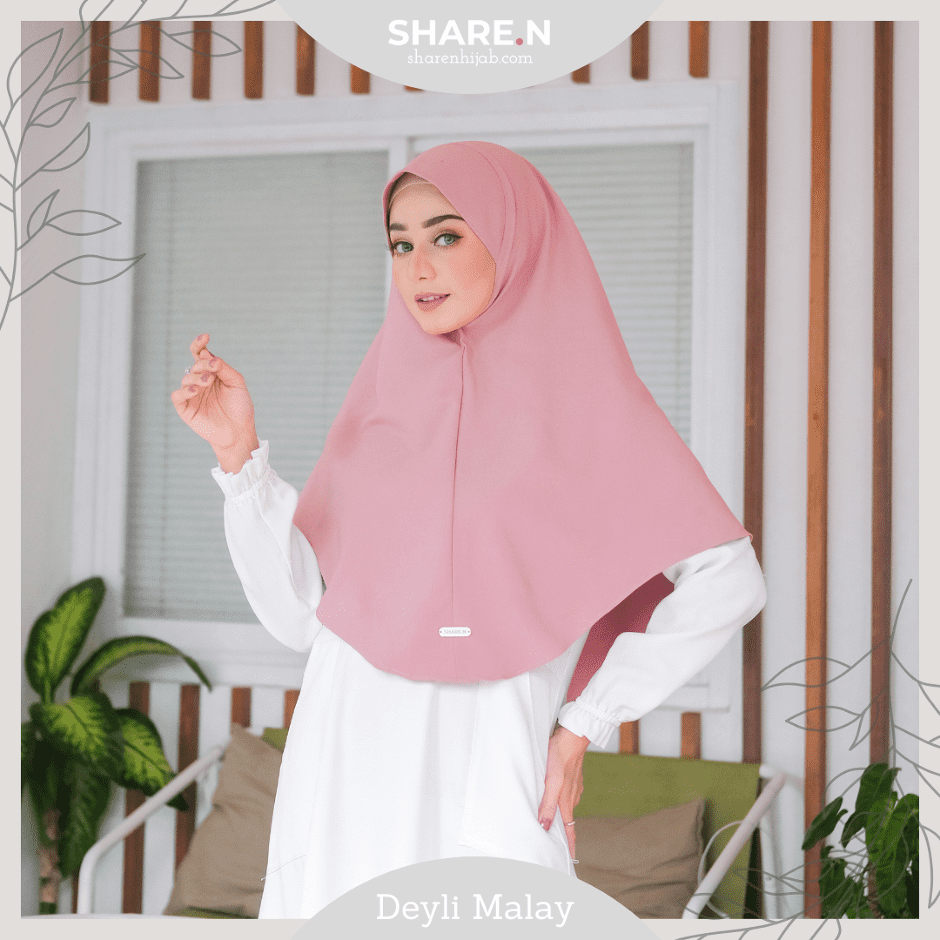 Hijab Instant Bergo Malaysia - Deyli Malay Midi Dusty Pink by Sharen Hijab