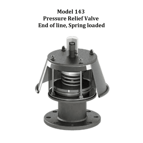Model 143 Pressure Relief Valve End of Line, Spring Loaded