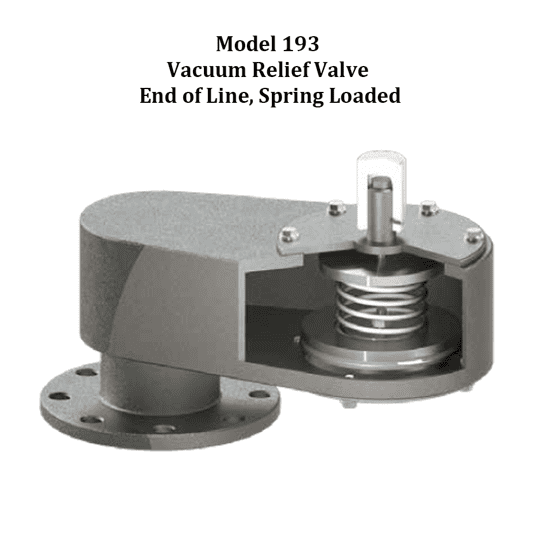 Model 193 Vacuum Relief Valve End of Line, Spring Loaded