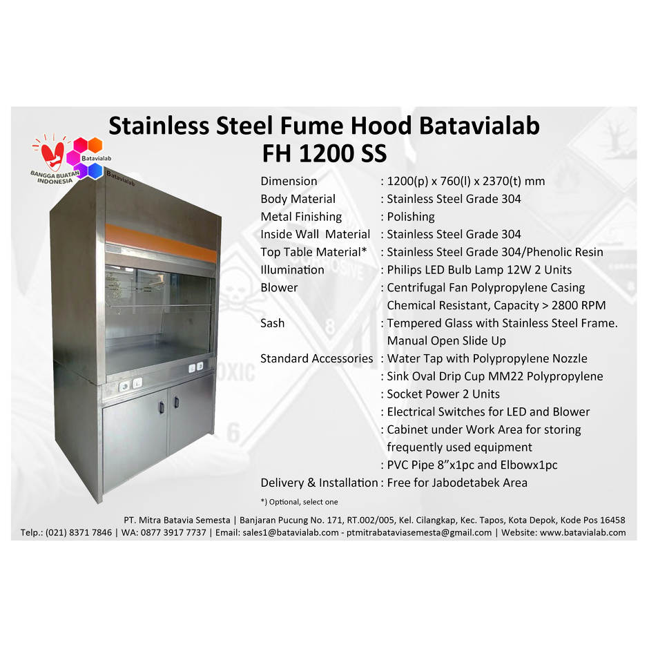 Fume Hood Stainless Steel Batavialab