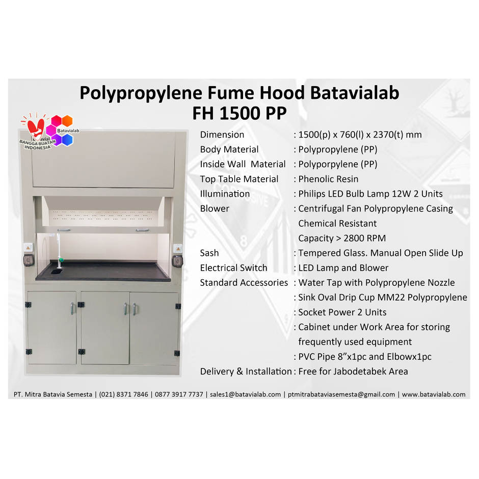 Fume Hood Polypropylene (PP) Batavialab