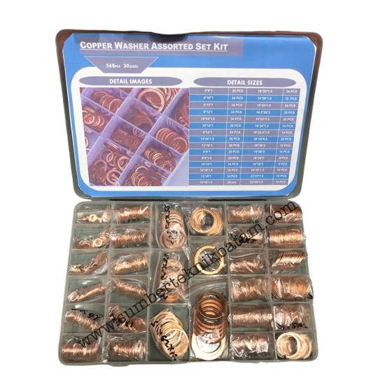 Assorted Copper Washer 568 pcs -30 sizes