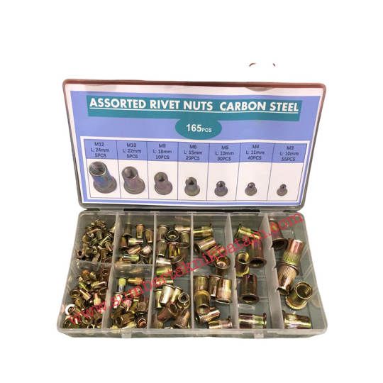 Assorted Rivet Nuts Carbon Steel 165 pcs