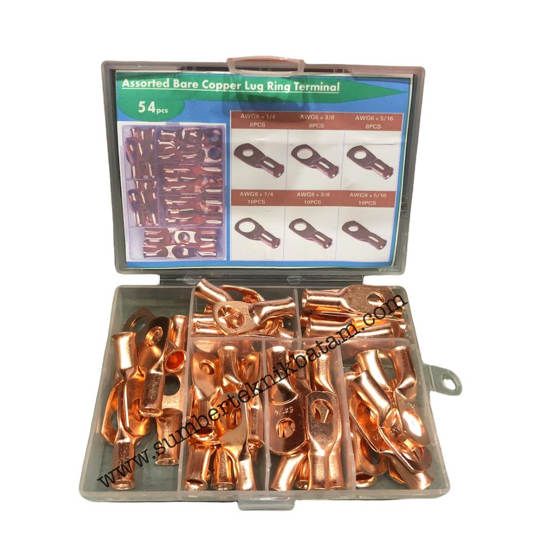 Assorted Bare Copper Lug Ring Terminal 54pcs