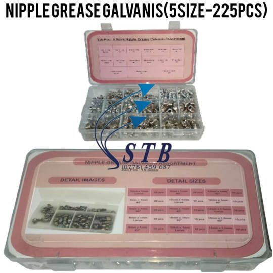 NIPPLE GREASE GALVANIS (5SIZE-225PCS)