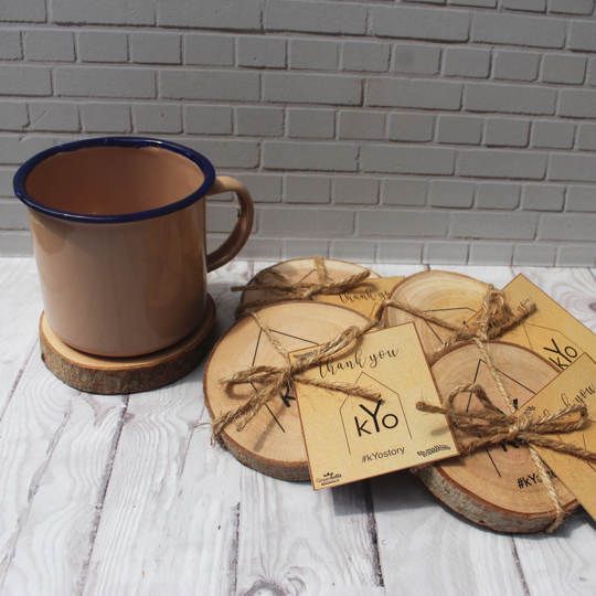 Wood Coaster Kemasan Tali - Souvenir Pernikahan