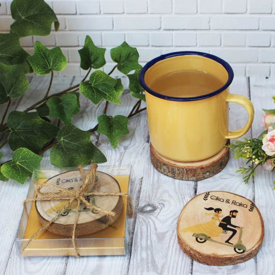 Wood Coaster Kemasan Mika - Souvenir Pernikahan