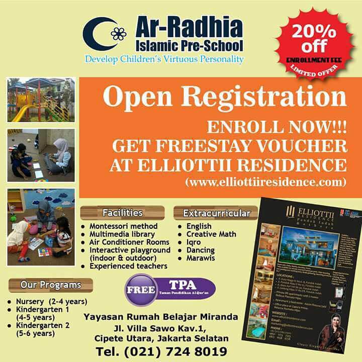 Dapatkan Voucher Meningap di Elliottii Residence dengan Mendaftar di TK Ar-Radhia