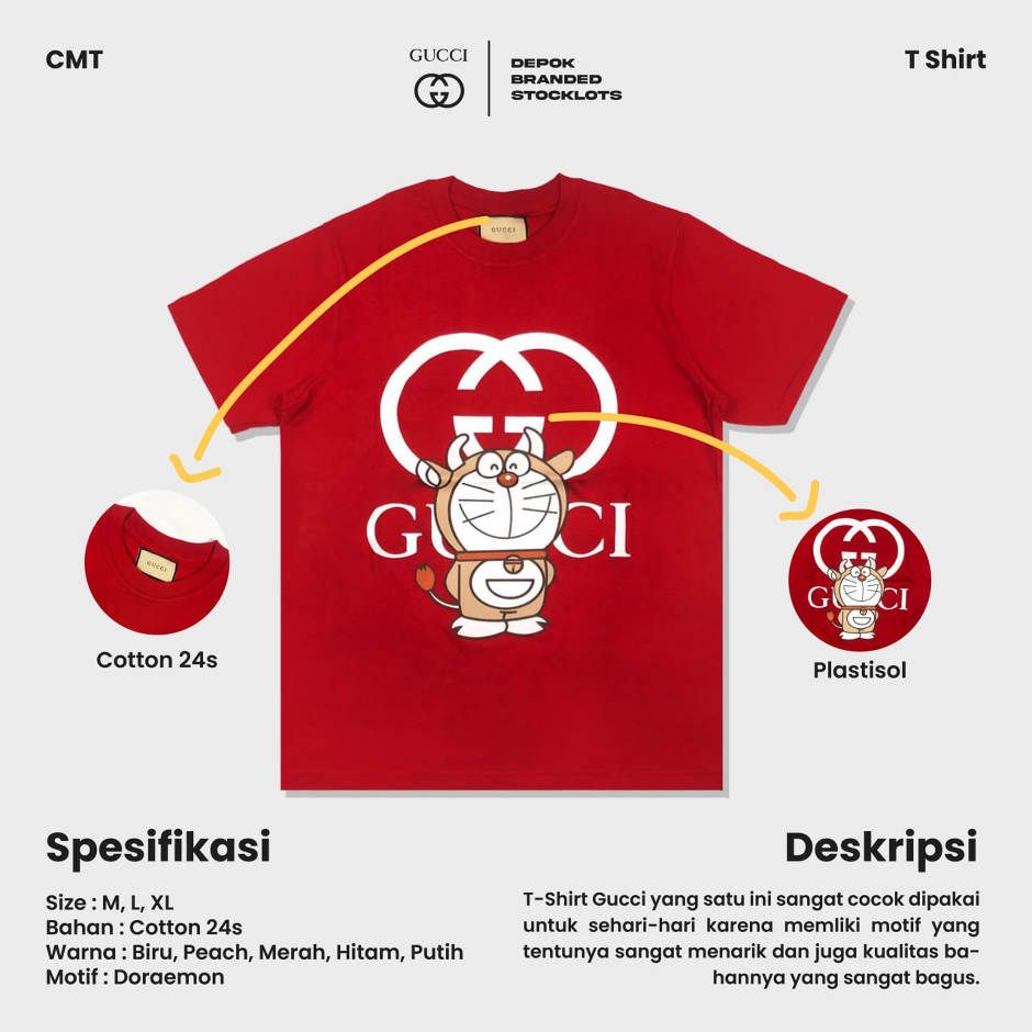 Distributor T-Shirt Dewasa Gucci x Doraemon Harga Murah 03