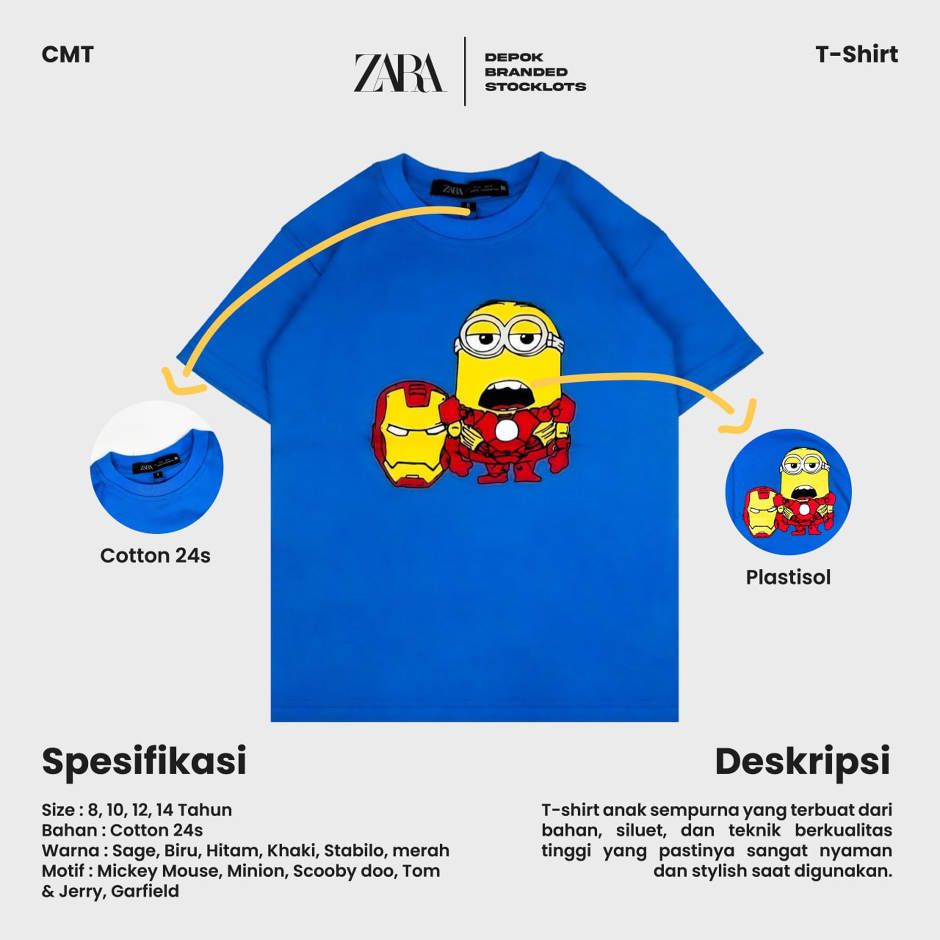 Distributor Baju Zara Junior Motif Kartun Anak Harga Murah 01