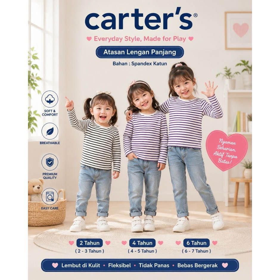 TSHIRT CARTERS SALUR LENGAN PANJANG