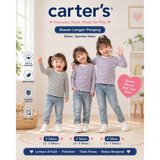 TSHIRT CARTERS SALUR LENGAN PANJANG