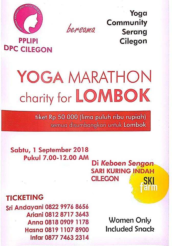 DPC Cilegon Gelar Yoga Marathon Bantu Korban Lombok