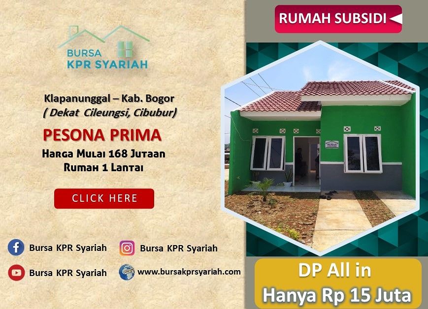 Rumah KPR Subsidi Syariah Siap Huni dekat Cileungsi Skema Tanpa Riba